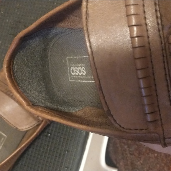 ASOS WALK LONDON Cognac Woven Leather Saddle Loafers Ft Apron Tops & Tasselling - Picture 10 of 15